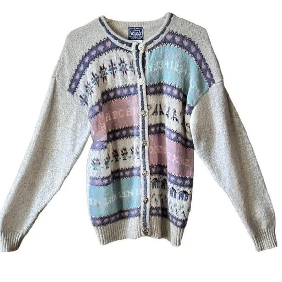 Vintage Woolrich school,  kidcore wool blend sweater cardigan - Picture 1 of 3